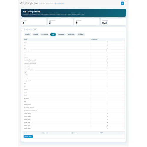 Модуль вивантаження в Google Merchant Centr (WBT Google Feed)